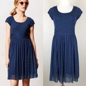 Anthropologie Weston Blue Dot Ballet Dress EUC